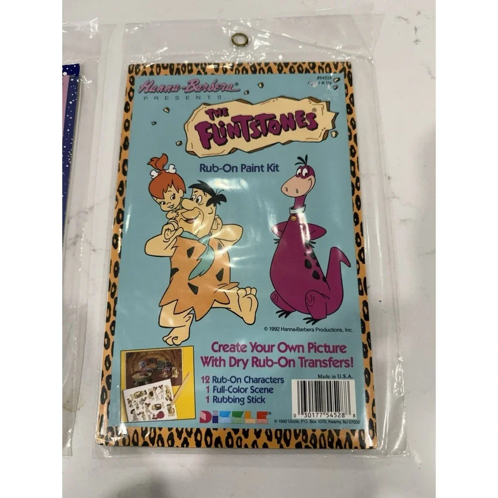 The Flintstones & Jetsons Vintage 1992 Rub On Paint Transfer Kit Lot of 4 (2ea.)